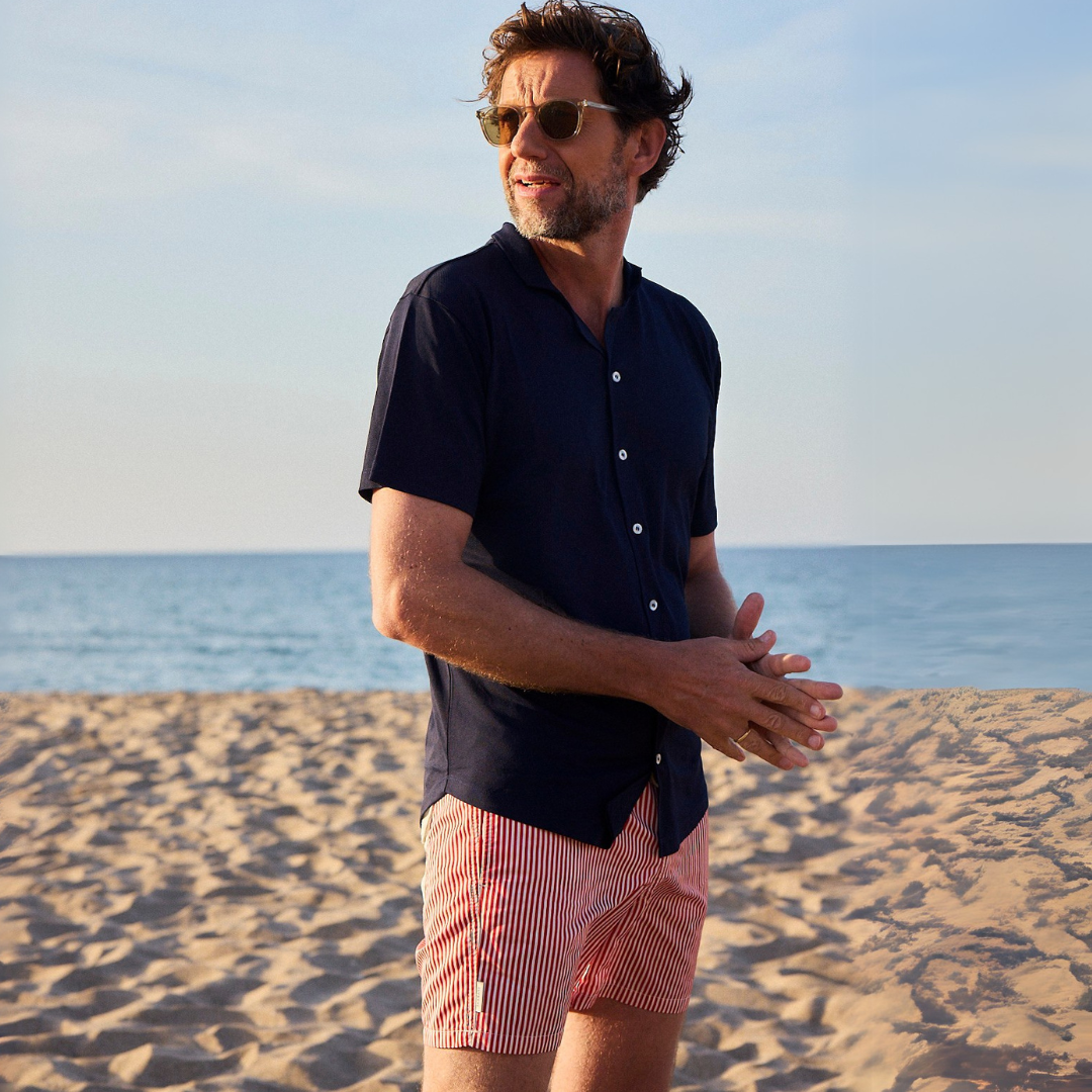 Camisa corta de hombre con protección solar - azul marino
