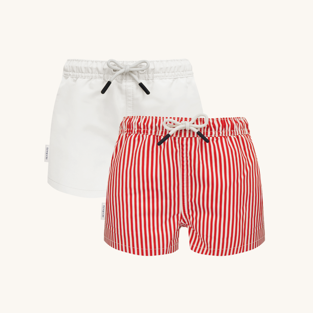 2 Pack UV Swim Shorts - Venice White