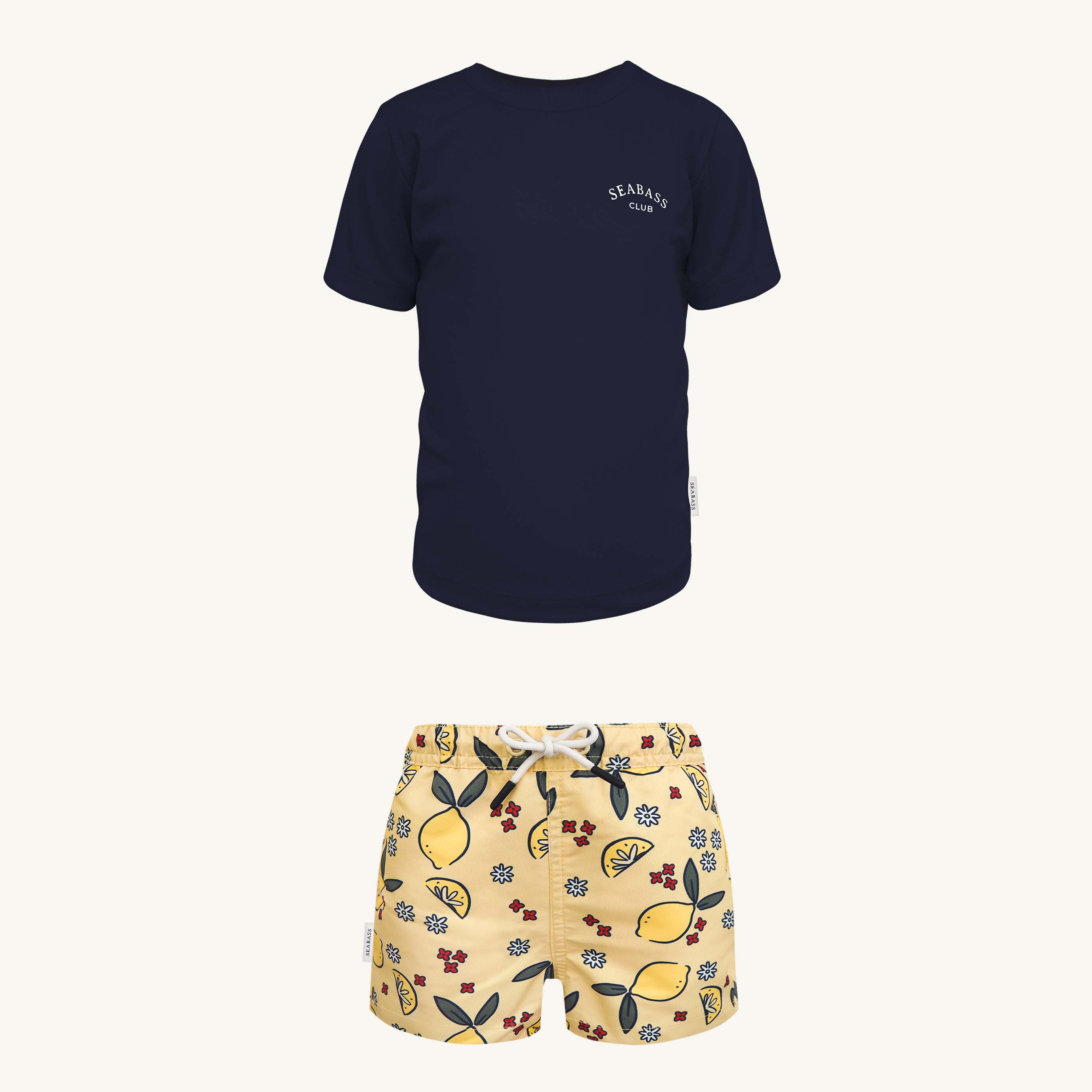 UV Zwem Set - Zwembroek Amalfi en T-Shirt Marineblauw