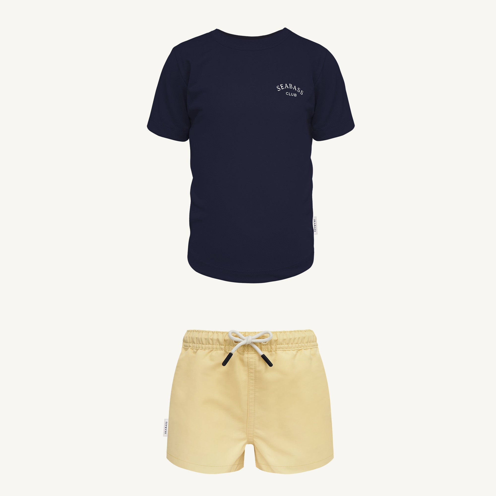 UV Zwem Set - Zwembroek Zachtgeel en T-Shirt Marineblauw