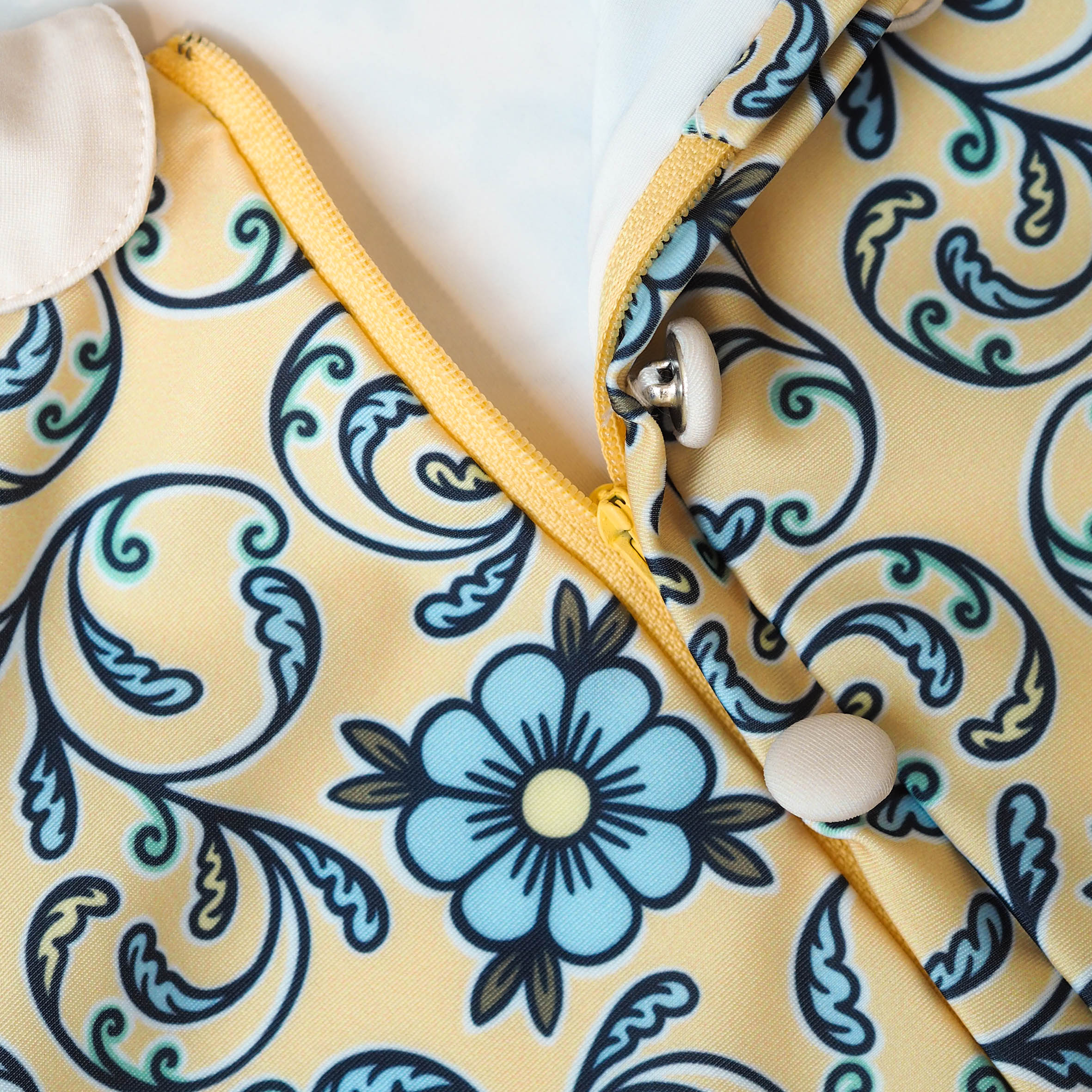 Mädchen UV Badeanzug Coco Taormina - Gelb mit Blauen Blumen