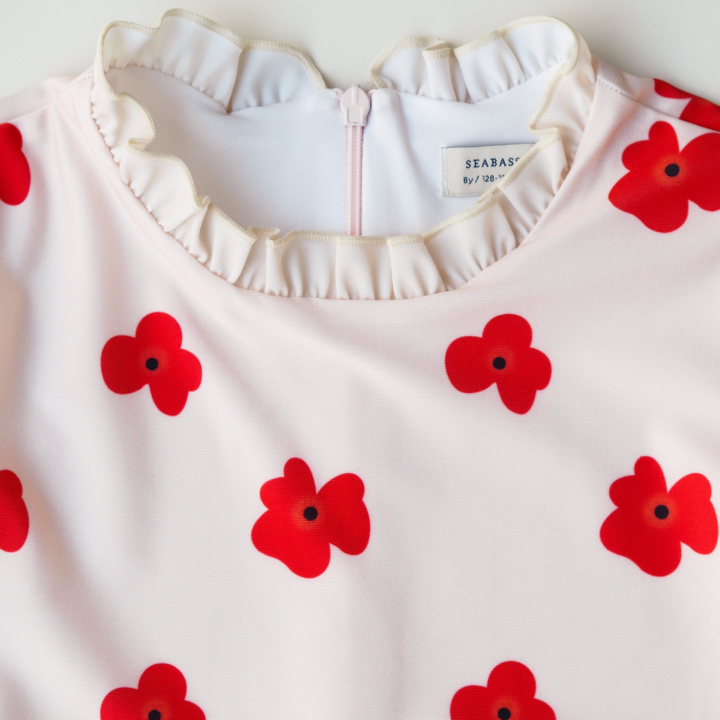 Girl UV Swimsuit Ruffle Siena - red flowers