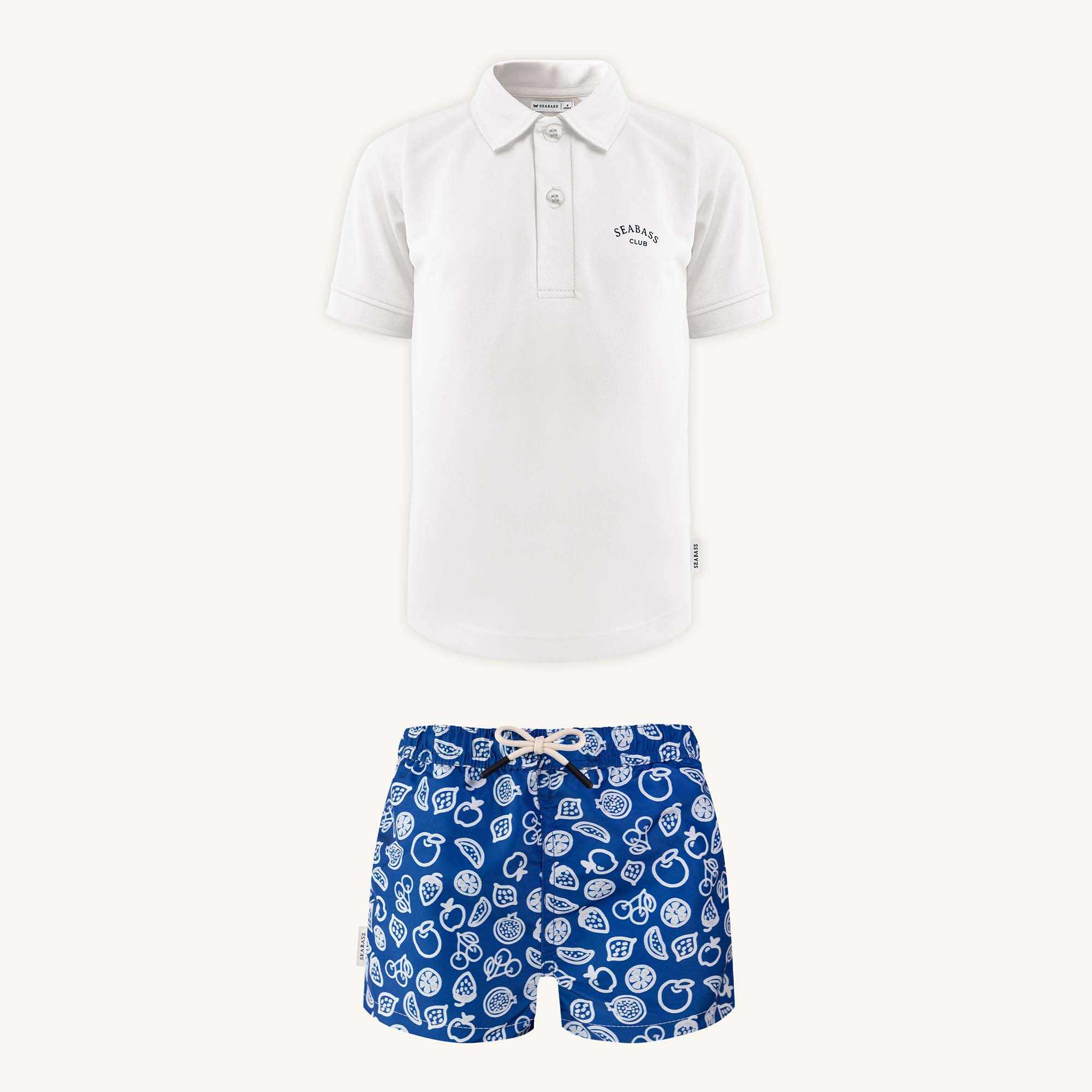 UV Swim Short Formentera + UV Polo Shirt Pearl White